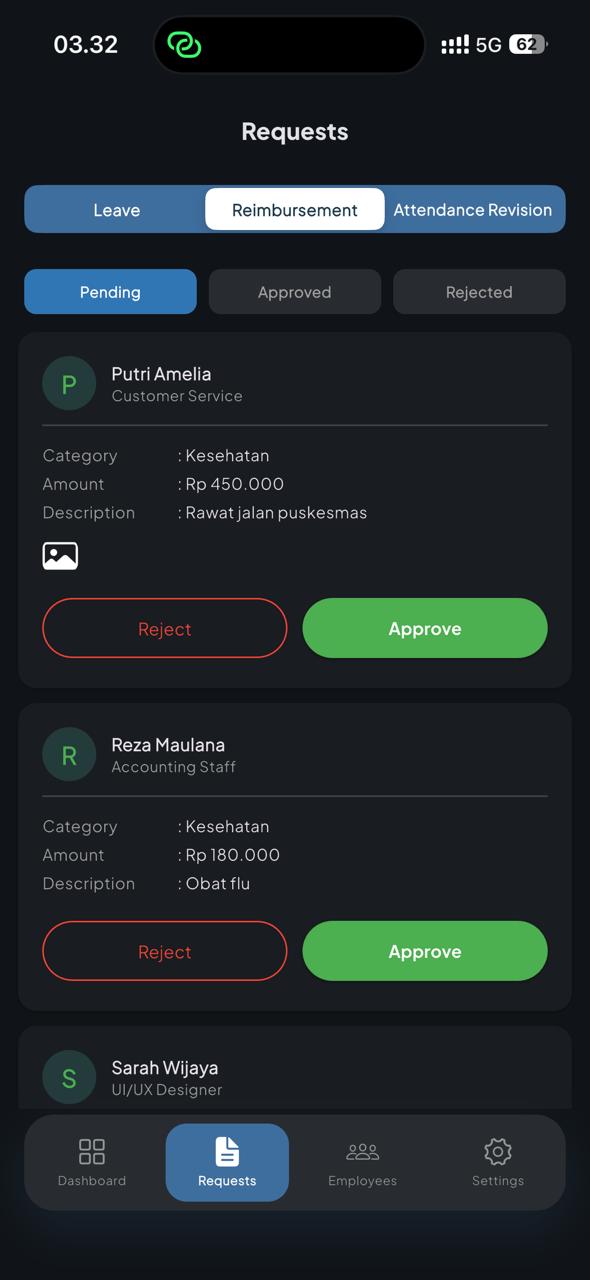HRD — approval reimbursement (dengan lampiran)
